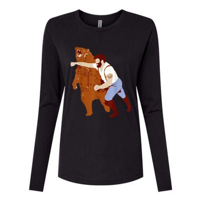 Guy Punching Bear Womens Cotton Relaxed Long Sleeve T-Shirt