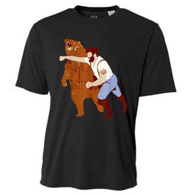 Guy Punching Bear Cooling Performance Crew T-Shirt