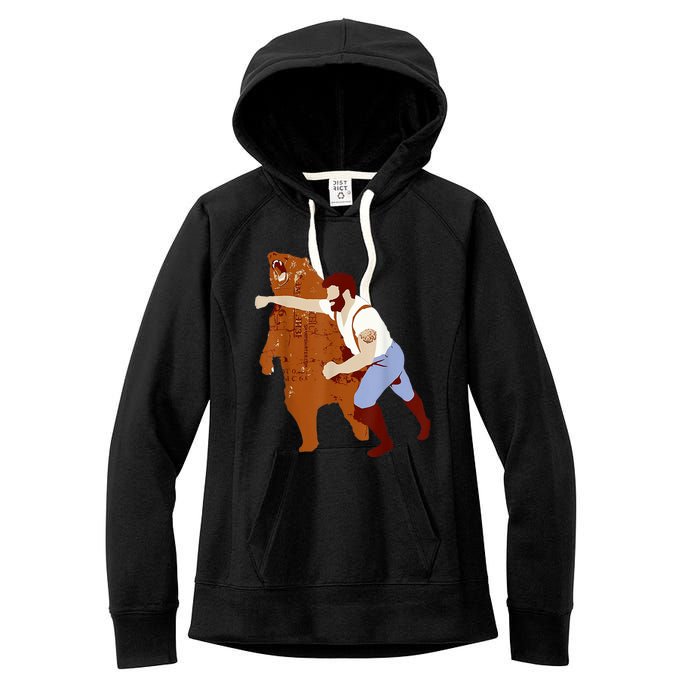 Guy Punching Bear Women's Fleece Hoodie