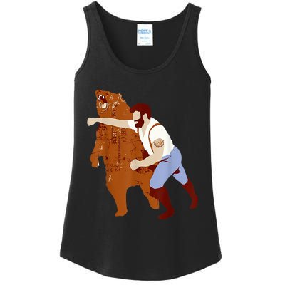 Guy Punching Bear Ladies Essential Tank