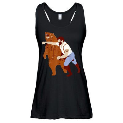 Guy Punching Bear Ladies Essential Flowy Tank