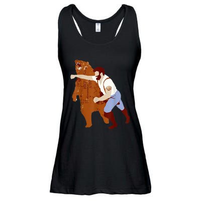 Guy Punching Bear Ladies Essential Flowy Tank