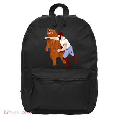 Guy Punching Bear 16 in Basic Backpack
