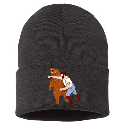 Guy Punching Bear Sustainable Knit Beanie