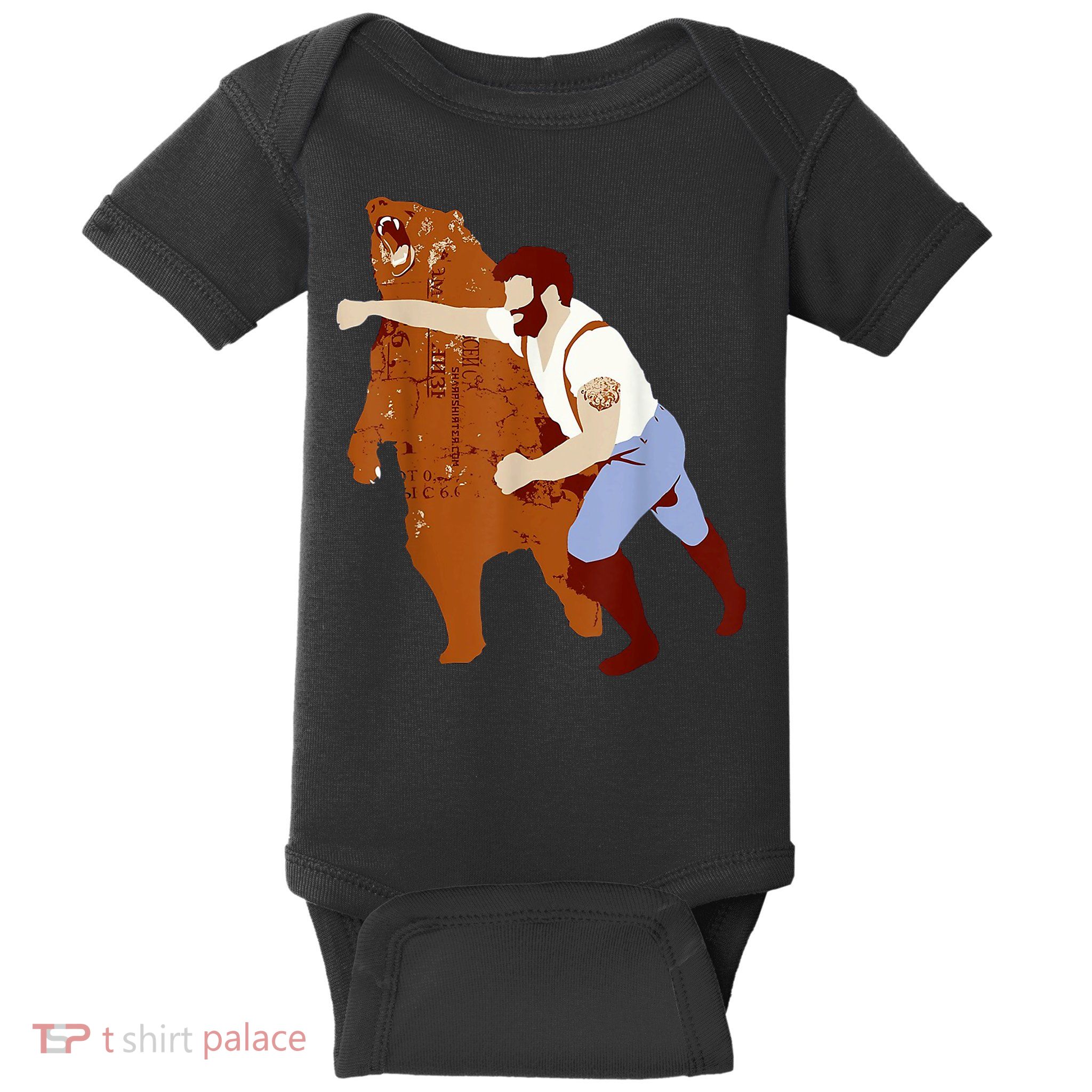 Guy Punching Bear Baby Bodysuit