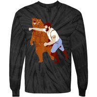 Guy Punching Bear Tie-Dye Long Sleeve Shirt