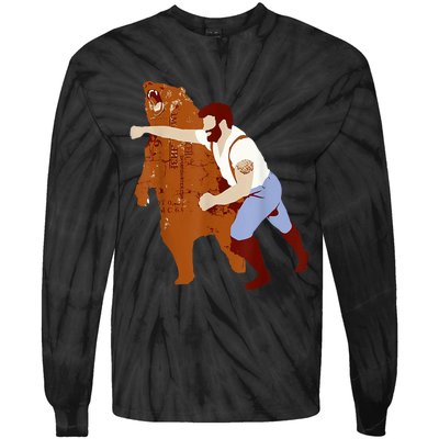 Guy Punching Bear Tie-Dye Long Sleeve Shirt