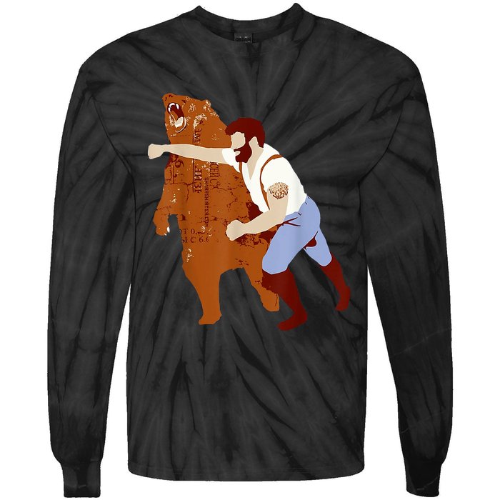 Guy Punching Bear Tie-Dye Long Sleeve Shirt