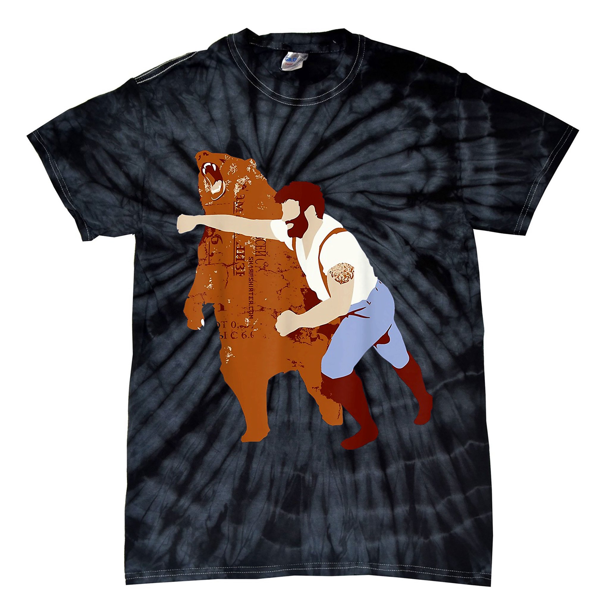 Guy Punching Bear Tie-Dye T-Shirt