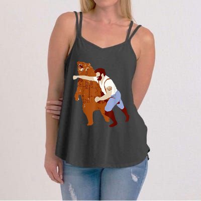 Guy Punching Bear Women's Strappy Tank