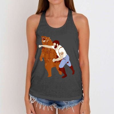 Guy Punching Bear Women's Knotted Racerback Tank