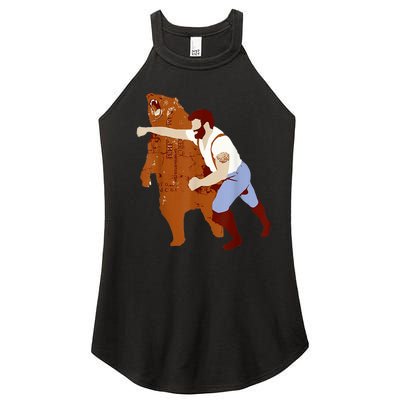 Guy Punching Bear Women’s Perfect Tri Rocker Tank