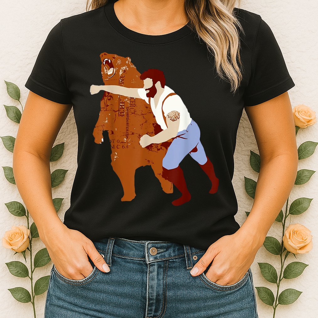 Guy Punching Bear Womens T-Shirt
