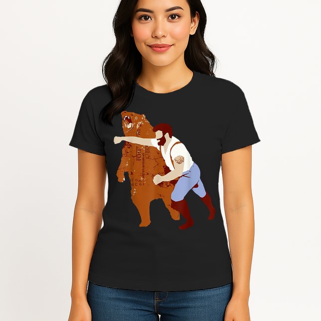 Guy Punching Bear Womens T-Shirt