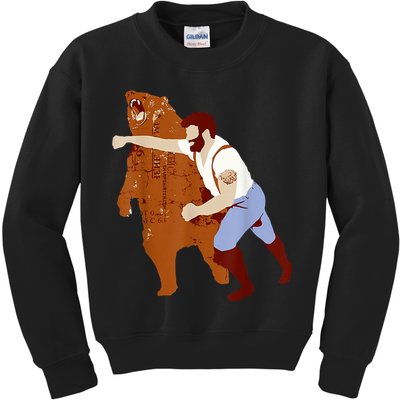 Guy Punching Bear Kids Sweatshirt