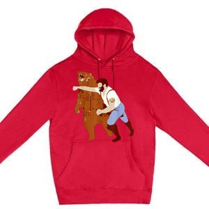 Guy Punching Bear Premium Pullover Hoodie