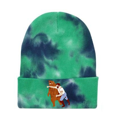 Guy Punching Bear Tie Dye 12in Knit Beanie