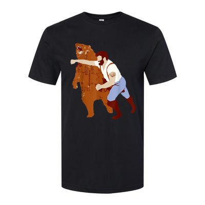 Guy Punching Bear Softstyle CVC T-Shirt