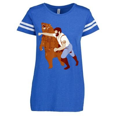 Guy Punching Bear Enza Ladies Jersey Football T-Shirt