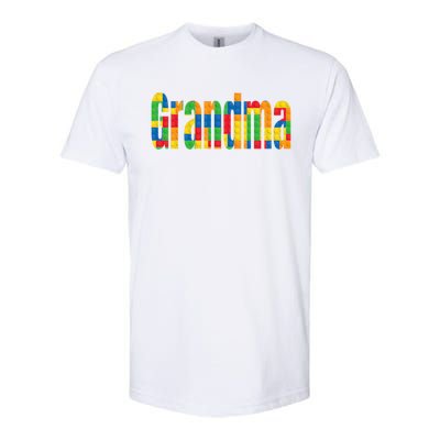 Grandma Parent Brick Master Builder Building Blocks Family Cool Gift Softstyle® CVC T-Shirt