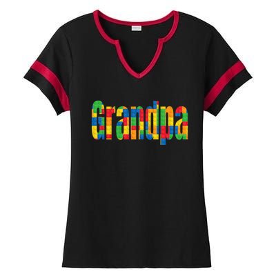 Grandpa Parent Brick Master Builder Building Blocks Family Meaningful Gift Ladies Halftime Notch Neck Tee