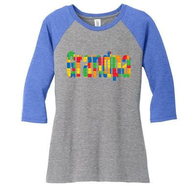 Grandpa Parent Brick Master Builder Building Blocks Family Meaningful Gift Women's Tri-Blend 3/4-Sleeve Raglan Shirt