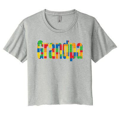 Grandpa Parent Brick Master Builder Building Blocks Family Meaningful Gift Women's Crop Top Tee