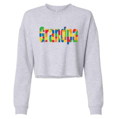 Grandpa Parent Brick Master Builder Building Blocks Family Meaningful Gift Cropped Pullover Crew