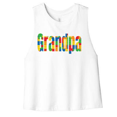 Grandpa Parent Brick Master Builder Building Blocks Family Meaningful Gift Women's Racerback Cropped Tank