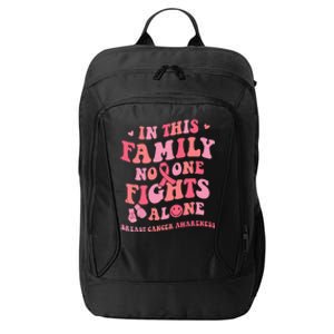 Groovy Pink Breast Cancer Warrior Family No One Fight Alone City Backpack