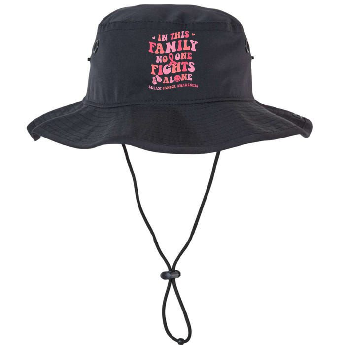 Groovy Pink Breast Cancer Warrior Family No One Fight Alone Legacy Cool Fit Booney Bucket Hat