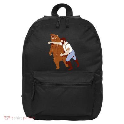 Guy Punching Bear 16 in Basic Backpack