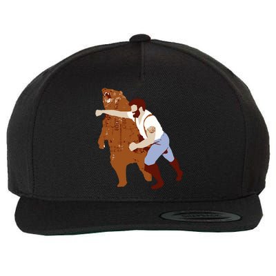 Guy Punching Bear Wool Snapback Cap