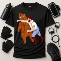 Guy Punching Bear Cooling Performance Crew T-Shirt