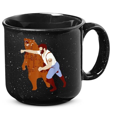 Guy Punching Bear 15oz Campfire Ceramic Mug