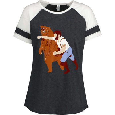 Guy Punching Bear Enza Ladies Jersey Colorblock Tee