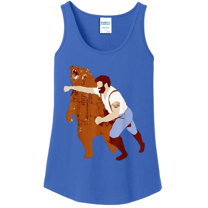 Guy Punching Bear Ladies Essential Tank