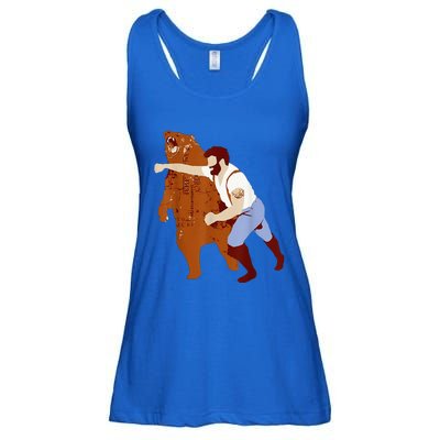 Guy Punching Bear Ladies Essential Flowy Tank