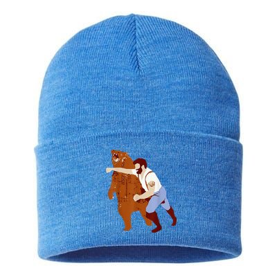 Guy Punching Bear Sustainable Knit Beanie
