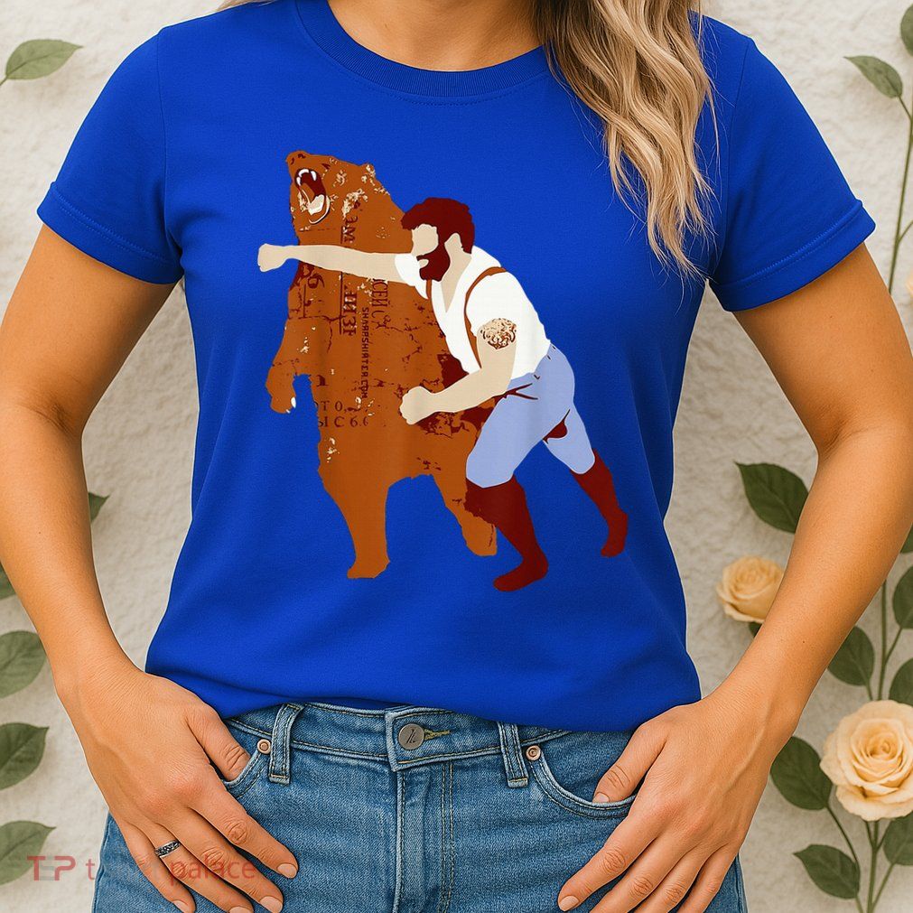 Guy Punching Bear Womens T-Shirt