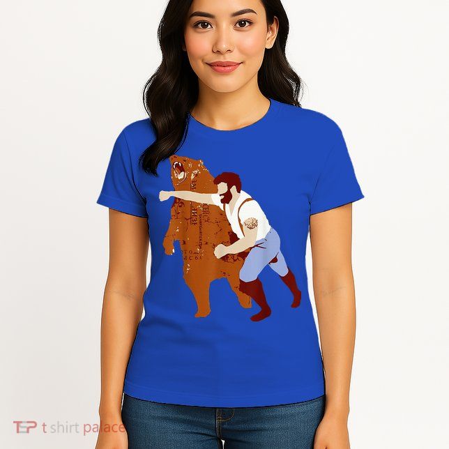 Guy Punching Bear Womens T-Shirt