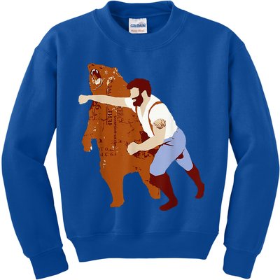 Guy Punching Bear Kids Sweatshirt