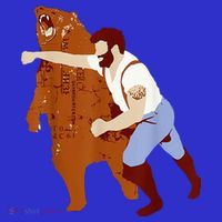Guy Punching Bear Zip Tote Bag