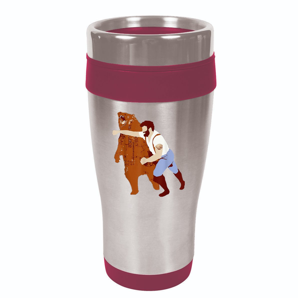 Guy Punching Bear 16oz Travel Tumbler