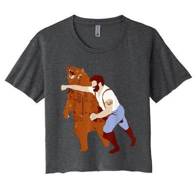 Guy Punching Bear Women's Crop Top Tee