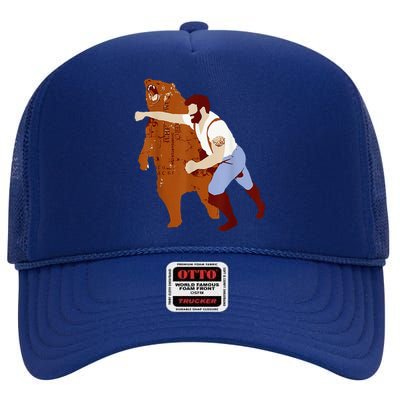 Guy Punching Bear High Crown Mesh Back Trucker Hat