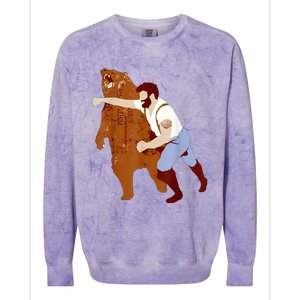 Guy Punching Bear Colorblast Crewneck Sweatshirt