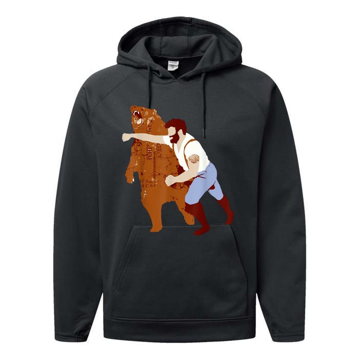 Guy Punching Bear Performance Fleece Hoodie