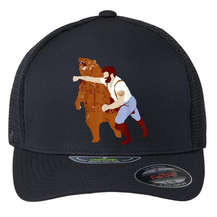 Guy Punching Bear Flexfit Unipanel Trucker Cap