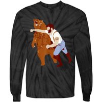 Guy Punching Bear Tie-Dye Long Sleeve Shirt